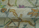 The Plants and Roots Ivory and Pink Hand Knotted Traditional Custom Made Wool Rug by The Rug Decor