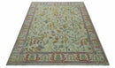 The Plants and Roots Ivory and Pink Hand Knotted Traditional Custom Made Wool Rug by The Rug Decor