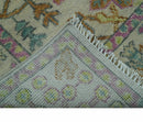 The Plants and Roots Ivory and Pink Hand Knotted Traditional Custom Made Wool Rug by The Rug Decor