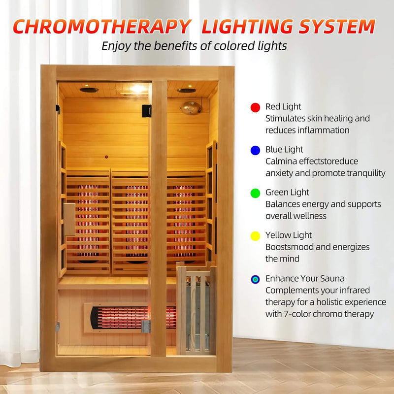 Rövia Luma 2-Person Indoor Hybrid Sauna Room With Infrared And 3.5KW Steam Heaters (SAK83750)