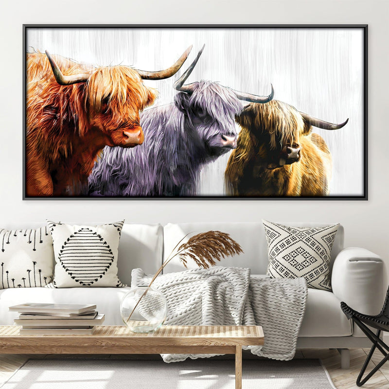 Three Highland Cows Canvas