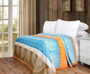 DaDa Bedding Papaya Beach Orange & Blue Reversible Soft Fleece Flannel Throw Blanket (XY9841)