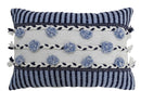 Striped Throw Pillow with Braid and Tassels 14"x20"