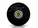 Fraser Minten Boston Bruins Autographed 2025 Logo Puck by Dynasty Sports & Framing