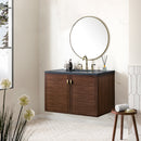 James Martin Amberly 36" Dual Mount Single Bathroom Vanity, Mid-Century Walnut