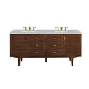 James Martin Amberly 72" Dual Mount Double Bathroom Vanity, Mid-Century Walnut