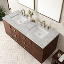 James Martin Amberly 60" Dual Mount Double Bathroom Vanity, Mid-Century Walnut