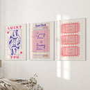 Guest Check, Playing Card Art. Retro Dopamine Set of 3 Prints by Wall Art Set