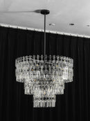 Tiered Clear Crystal Rod Chandelier