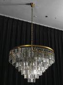 Tiered Crystal Round Brass Chandelier