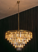 Tiered Crystal Round Brass Chandelier