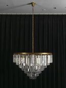 Tiered Crystal Round Brass Chandelier