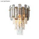 GobekUsa Tiered Crystal Wall Sconce - Modernist Clear & Smoke Gray Wall Lighting Fixture