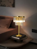 GobekUsa Crystal Table Lamp Gray - Elegant Bedroom Nightstand Lighting