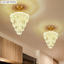 GobekUsa Optical Crystal Foyer Chandelier: Minimalist Brass Pendant