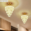 GobekUsa Optical Crystal Foyer Chandelier: Minimalist Brass Pendant