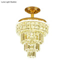 GobekUsa Optical Crystal Foyer Chandelier: Minimalist Brass Pendant