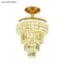 GobekUsa Optical Crystal Foyer Chandelier: Minimalist Brass Pendant