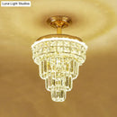 GobekUsa Optical Crystal Foyer Chandelier: Minimalist Brass Pendant