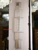GobekUsa Clear Glass Wall Lamp Stainless Steel Sconces for Hotel Hall Dining Room