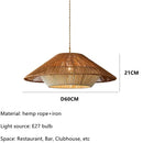 GobekUsa Hemp Rope Rattan Weave LED Chandelier for Home Decor and Lighting