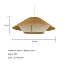 GobekUsa Hemp Rope Rattan Weave LED Chandelier for Home Decor and Lighting