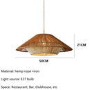 GobekUsa Hemp Rope Rattan Weave LED Chandelier for Home Decor and Lighting