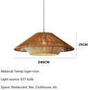 GobekUsa Hemp Rope Rattan Weave LED Chandelier for Home Decor and Lighting