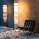 GobekUsa Cream Silk Japanese LED Floor Lamp for Modern Living Room Décor