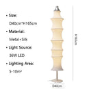 GobekUsa Cream Silk Japanese LED Floor Lamp for Modern Living Room Décor