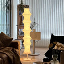 GobekUsa Cream Silk Japanese LED Floor Lamp for Modern Living Room Décor