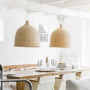 GobekUsa Bamboo Weaving LED Pendant Lights for Home Decor and Dining Room
