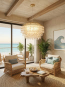 Tiered Teardrop Capiz Shell Pendant Light