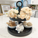 Distressed 2 Tiered Wooden Tray with Handle by Decor Steals