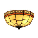 GobekUsa Tiffany 2-Light Beige Flush Mount Ceiling Light with Art Glass Dome Shade for Bedroom