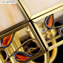 GobekUsa 12 Bulbs Faceted Colonial Gold Island Lighting with Frosted Glass Suspension Lamp for Restaurants