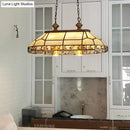 GobekUsa 12 Bulbs Faceted Colonial Gold Island Lighting with Frosted Glass Suspension Lamp for Restaurants