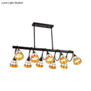 GobekUsa Tiffany Style Kitchen Island Lighting: Dome Shade Hanging Lamp with Blue/Orange & Yellow Stainless Glass (6/10 Lights)