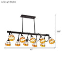 GobekUsa Tiffany Style Kitchen Island Lighting: Dome Shade Hanging Lamp with Blue/Orange & Yellow Stainless Glass (6/10 Lights)