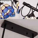 GobekUsa Tiffany Style Kitchen Island Lighting: Dome Shade Hanging Lamp with Blue/Orange & Yellow Stainless Glass (6/10 Lights)