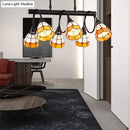 GobekUsa Tiffany Style Kitchen Island Lighting: Dome Shade Hanging Lamp with Blue/Orange & Yellow Stainless Glass (6/10 Lights)