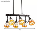 GobekUsa Tiffany Style Kitchen Island Lighting: Dome Shade Hanging Lamp with Blue/Orange & Yellow Stainless Glass (6/10 Lights)