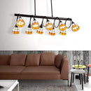 GobekUsa Tiffany Style Kitchen Island Lighting: Dome Shade Hanging Lamp with Blue/Orange & Yellow Stainless Glass (6/10 Lights)
