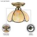 GobekUsa Tiffany Antique Art Glass Ceiling Light for Kitchen - Beige Domed Mount with 1 Head