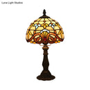 GobekUsa Tiffany Art Glass Night Lamp - Bowl Shaped Stained Glass Table Lighting in Yellow/Blue