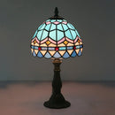 GobekUsa Tiffany Art Glass Night Lamp - Bowl Shaped Stained Glass Table Lighting in Yellow/Blue