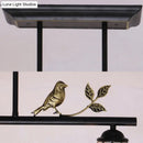 GobekUsa Tiffany Style Dome Shade Island Lighting - 3-Head Antique Brass/Black Hanging Lamp with Bird Accent