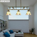 GobekUsa Tiffany Style Stainless Glass Cone Shade Island Lighting Fixture with Leaf Pattern - 3 Lights, Beige Hanging Lamp