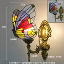 GobekUsa Butterfly Glass Sconces LED Wall Lamps Tiffany Mediterranean Bedroom Lighting