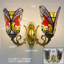 GobekUsa Butterfly Glass Sconces LED Wall Lamps Tiffany Mediterranean Bedroom Lighting